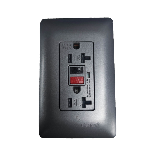Omni GFCI 2 gang outlet 220V with weather-resistant design and test-reset button