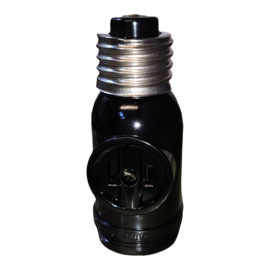 Omni Keyless Current Tap Socket E27 3A 250V with 2 Flat Pin Outlet E27-702 Electx Electrical Supply