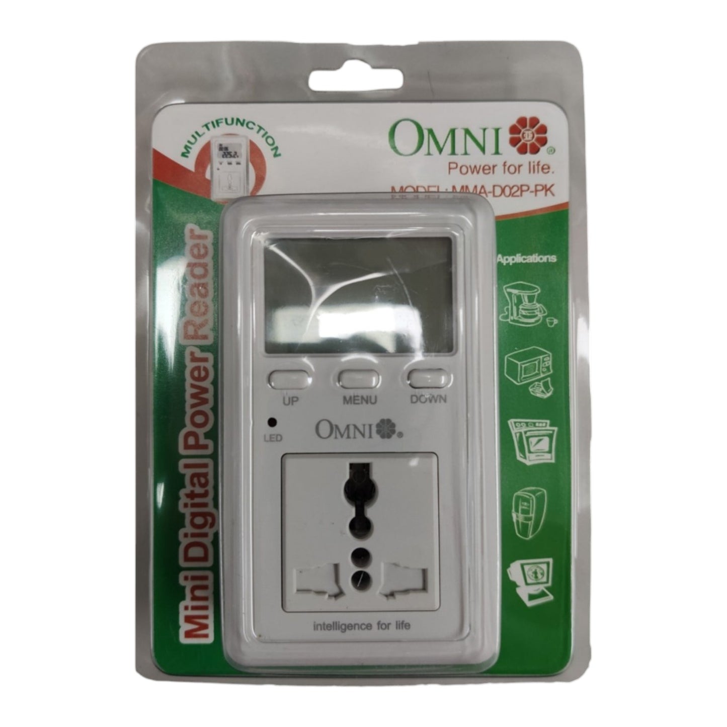 OMNI mini digital power reader packaging on a white background