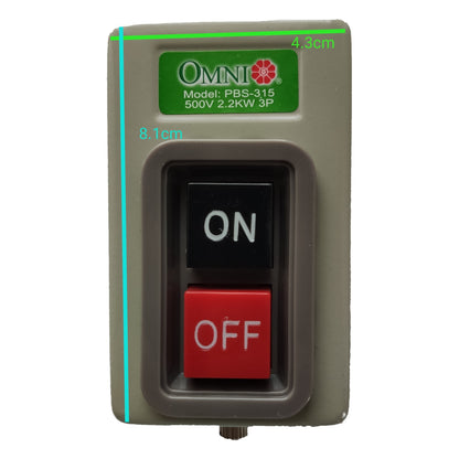 Omni Push Button Switch 15A 250V 3 Pole 2.2KW PBS-315 Electx Electrical Supply