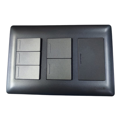 Omni Switch Device 1 Way Illuminated, 2 Gang and 1 ways 3 Gang Device with Plate 16A 250V Designer Series DWP-119+DWS-213X3+DWS-313X2+DWS-514(DG)+WUB-003