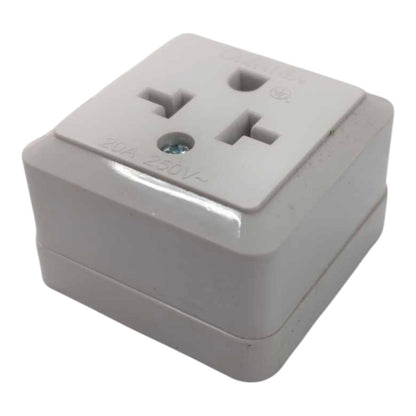 A white plastic double outlet electrical adapter or wall socket cover, shown at a three-quarter angle on a white background.