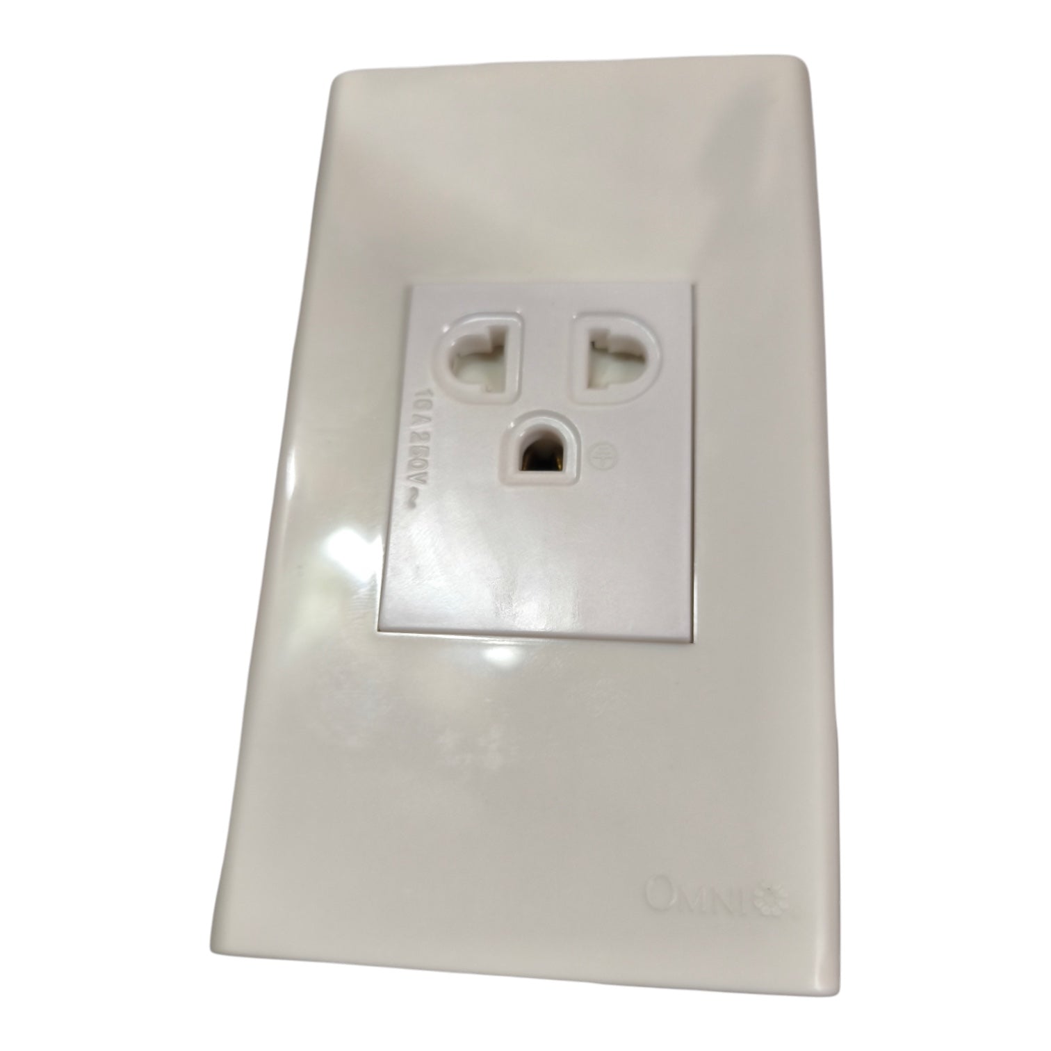 A white plastic double outlet electrical wall socket cover plate with a recessed center panel, shown on a plain white background.