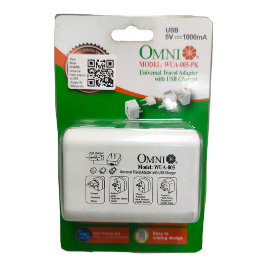 Omni Universal Travel Adapter with USB Charger WUA-005-PK 4 Electx Electrical Supply