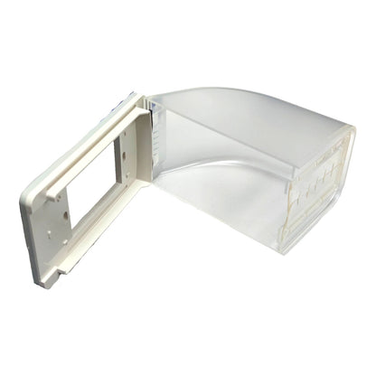 A clear plastic protective cover with a white mounting frame, shown on a solid white background.