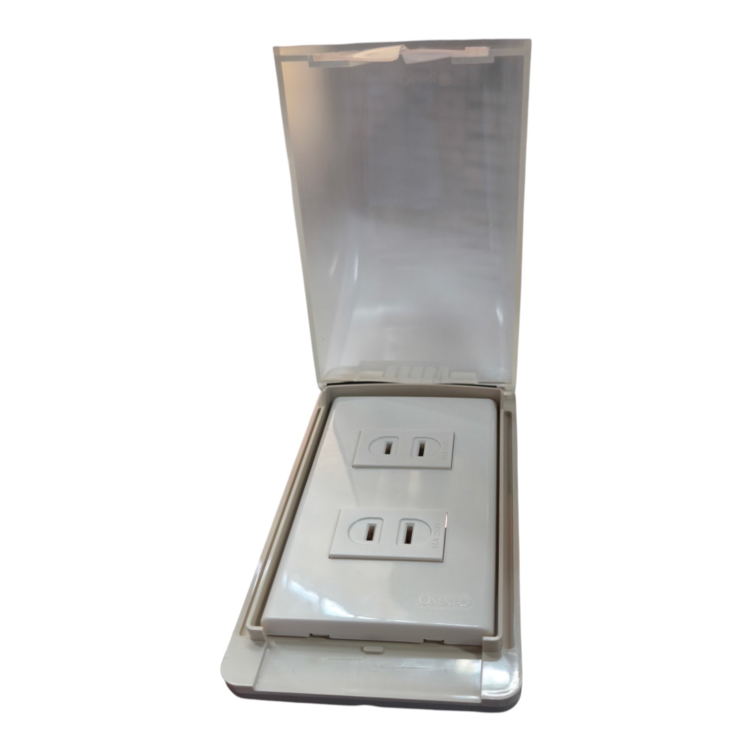 Omni Weatherproof 2 Gang Flat Pin 15A 250V with Plate WPP-605+WWP-112+(WWR-200x2)