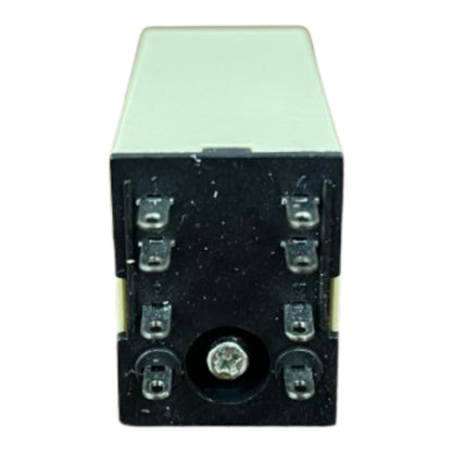 A small rectangular electronic component with a black front face, six silver screw terminals, and a pale mint-green top cover, shown on a plain white background.