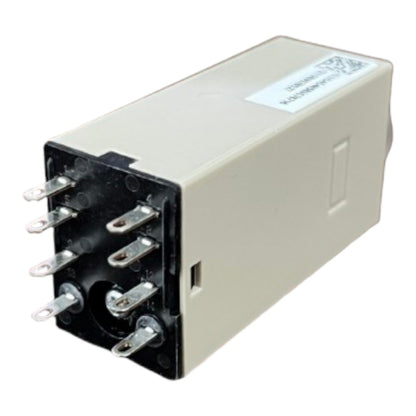 A beige electrical relay component with a black front connector housing and multiple metal pins, shown on a plain white background.