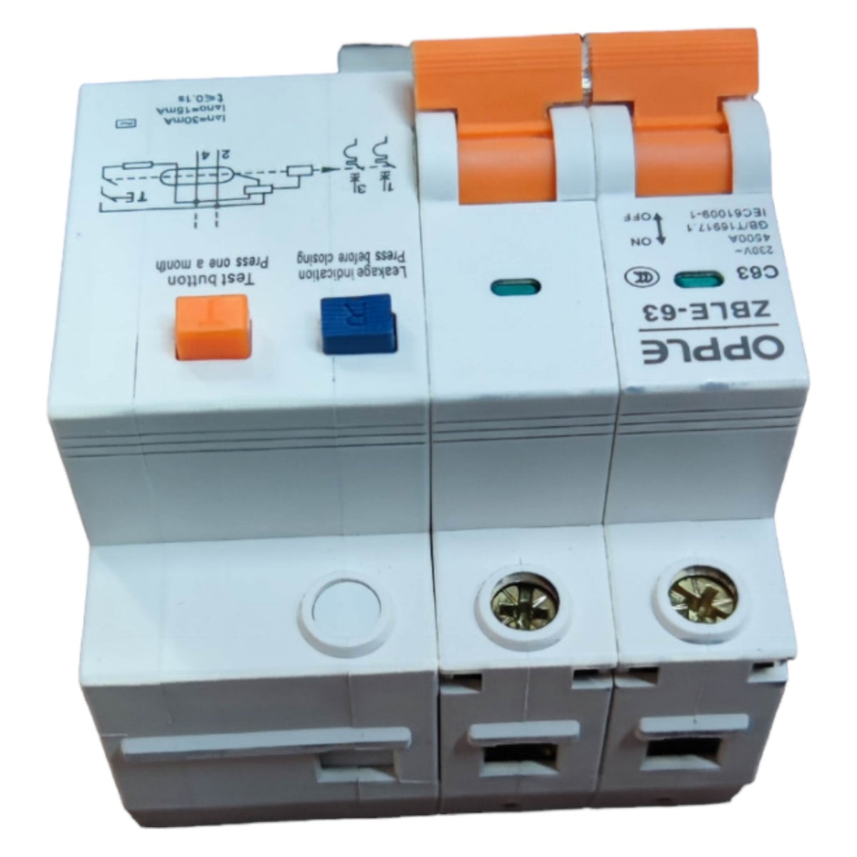 Electrical breaker panel with multiple connectors on a white background