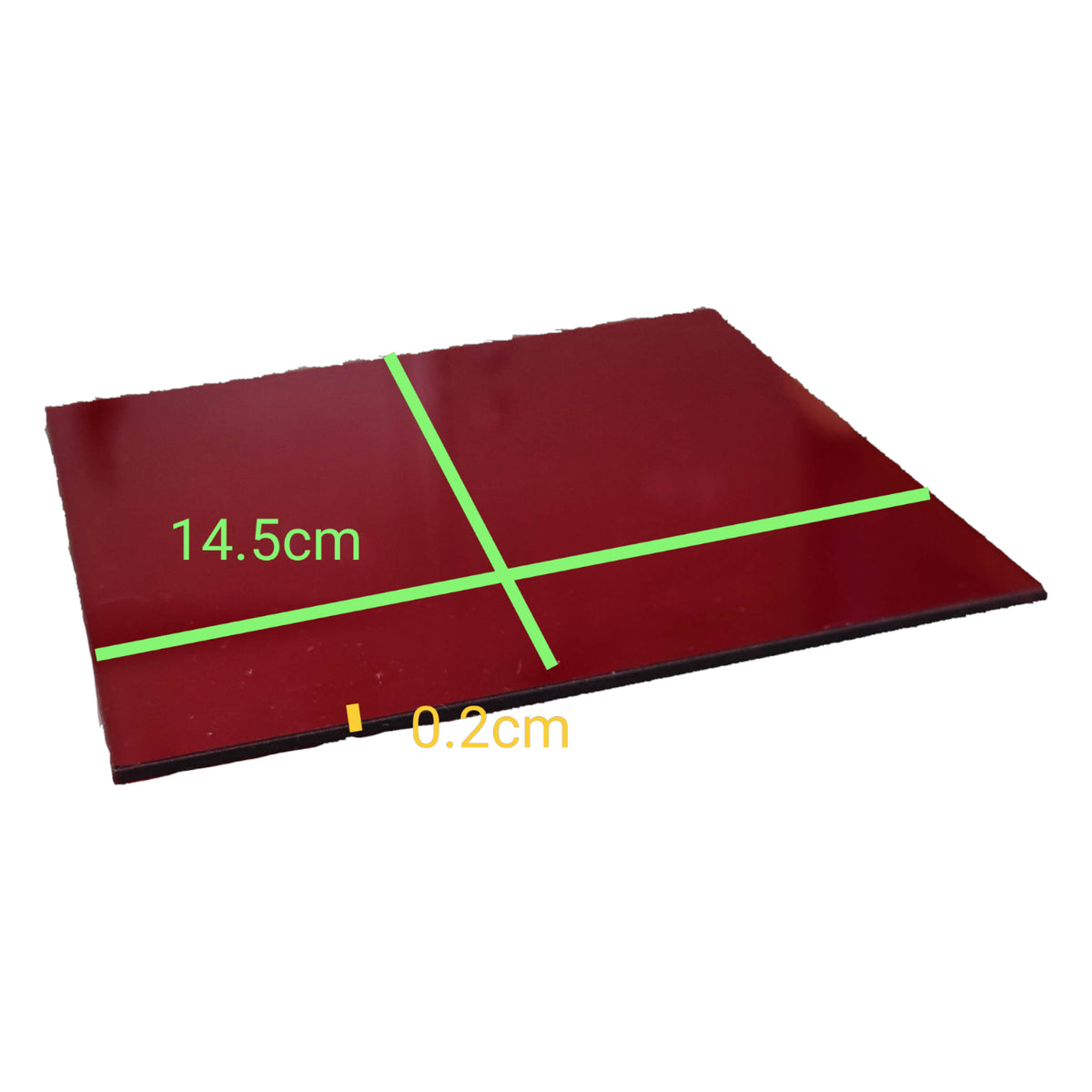 Red acrylic optical filter measuring 14.5cm by 0.2cm for decorative and seasonal projects