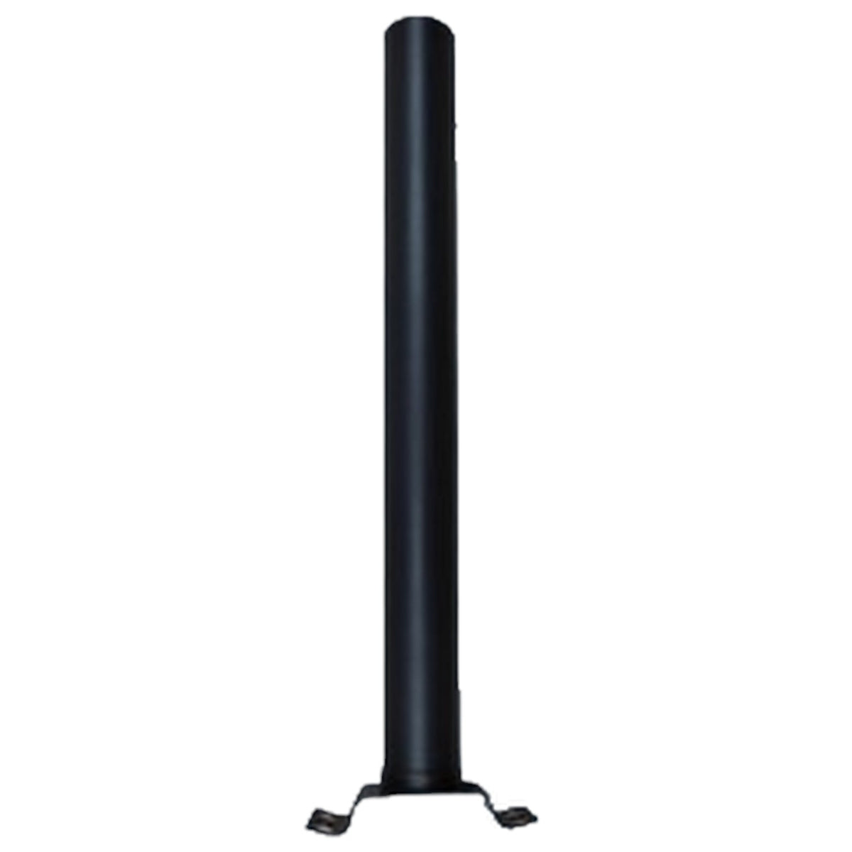 A tall, black cylindrical column or pole with a small bracketed base, shown upright against a plain white background.