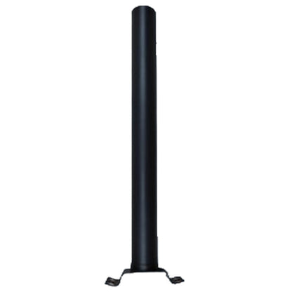 A tall, black cylindrical column or pole with a small bracketed base, shown upright against a plain white background.