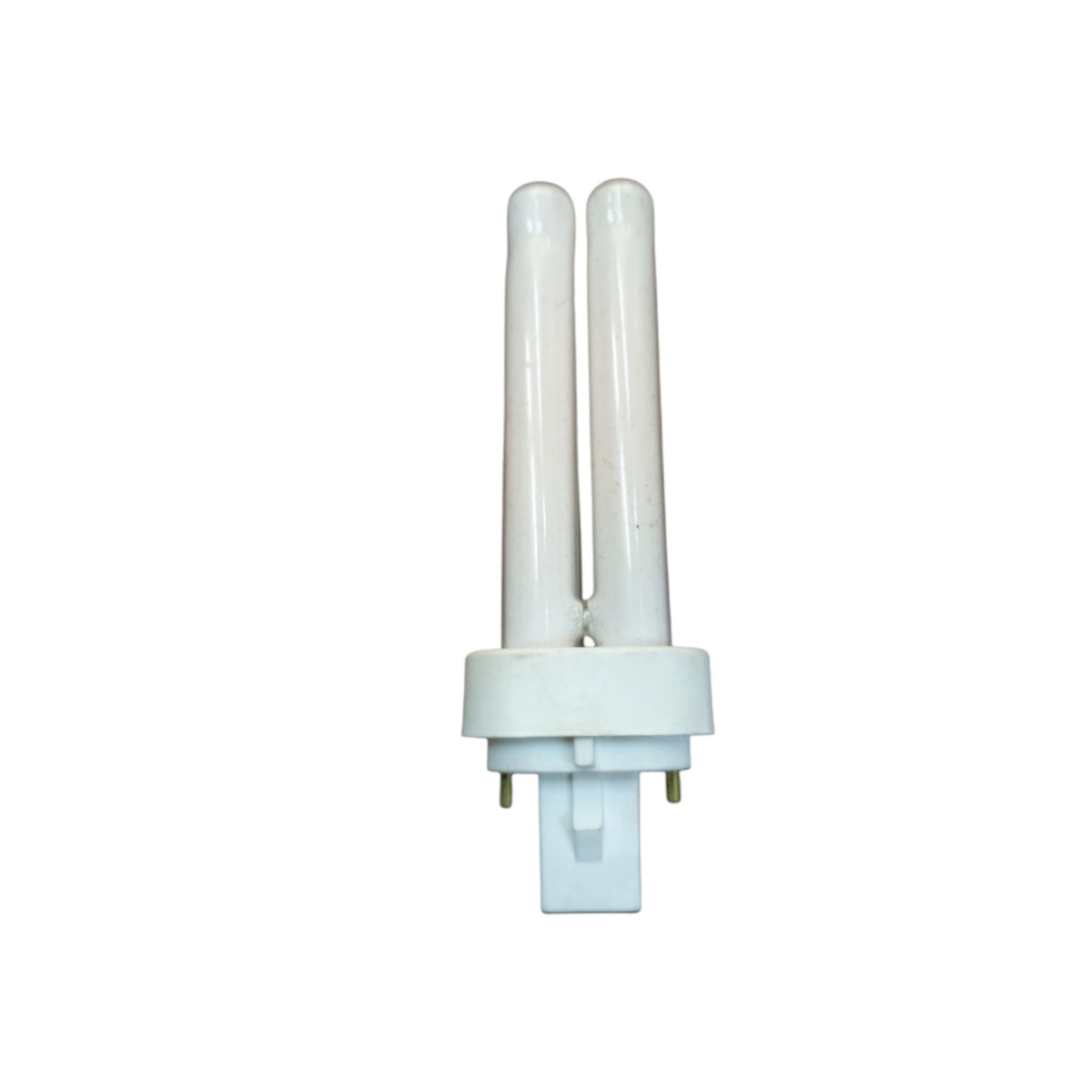 A double tube UHP fluorescent light bulb with a white plastic base, shown against a plain white background.