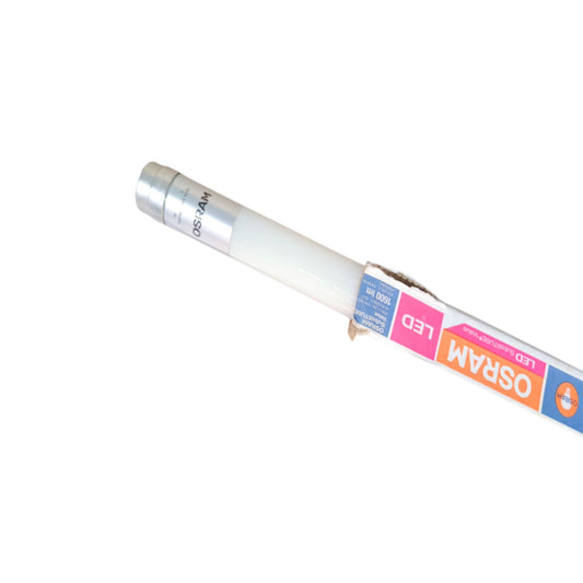 An Osram LED tube light in its original packaging, shown diagonally on a plain white background.
