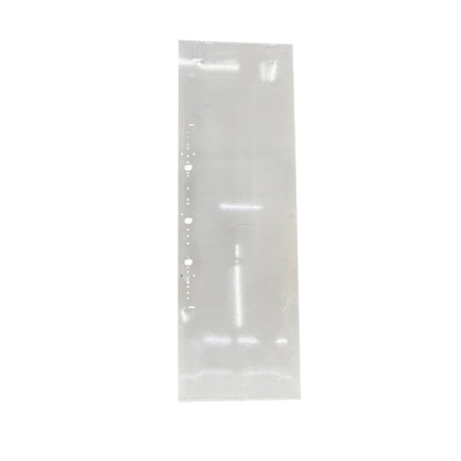 A clear plastic replacement part, likely a sleeve or cover, shown vertically on a solid white background.