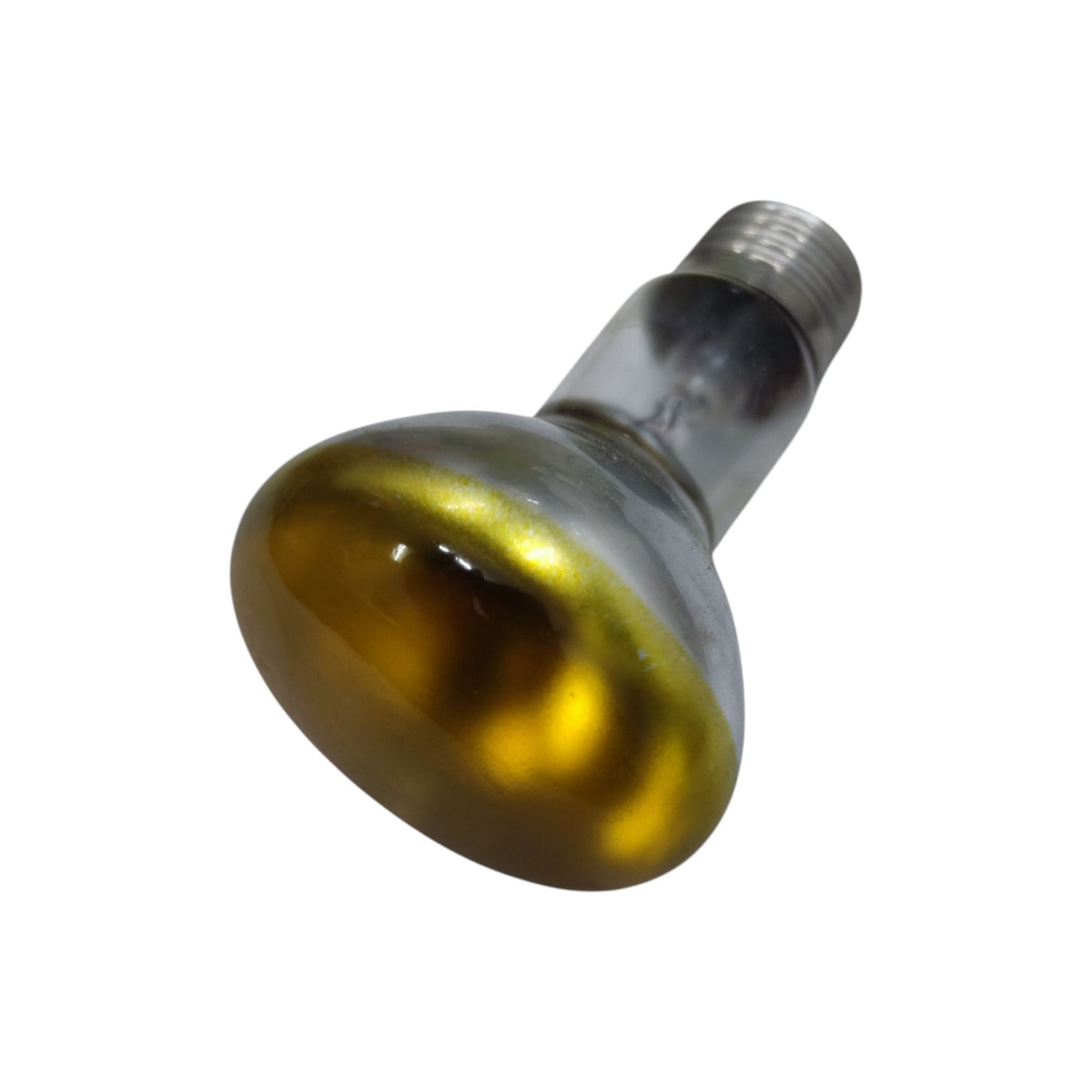 A single dome-shaped heat lamp bulb with a metallic gold reflective surface and a threaded silver base, shown on a plain white background.