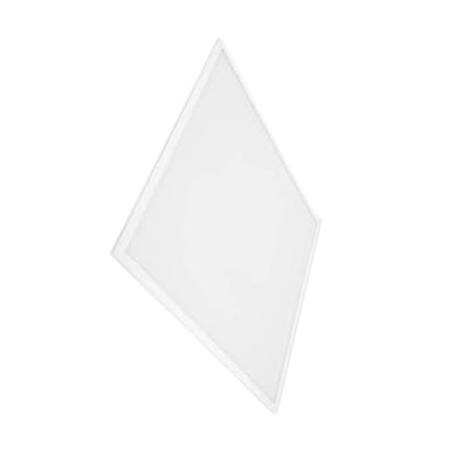 A square LED panel light with a white frame, shown at an angle on a solid white background.