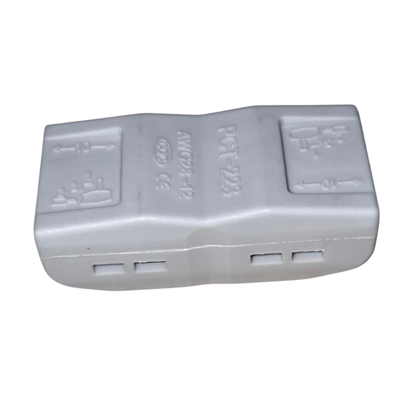 Gray electronic device with text on a white background