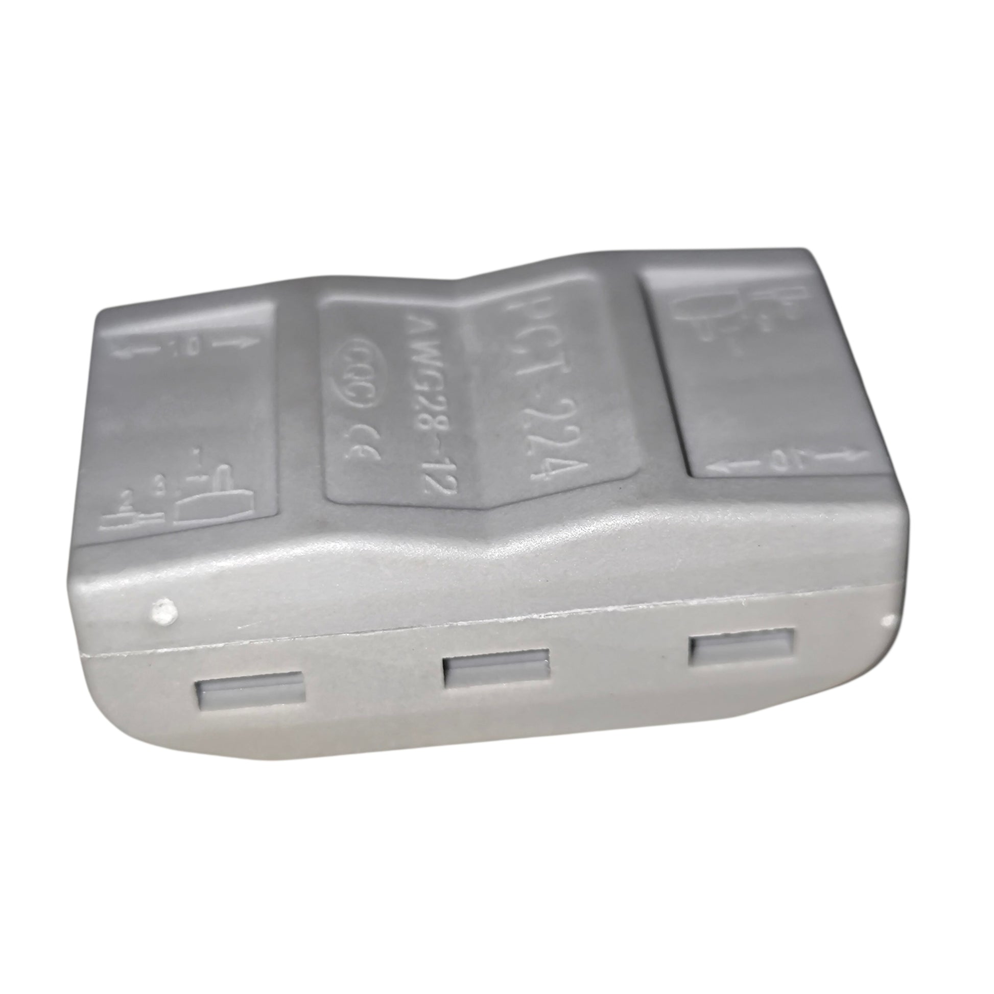 Gray electronic device with multiple ports on a white background