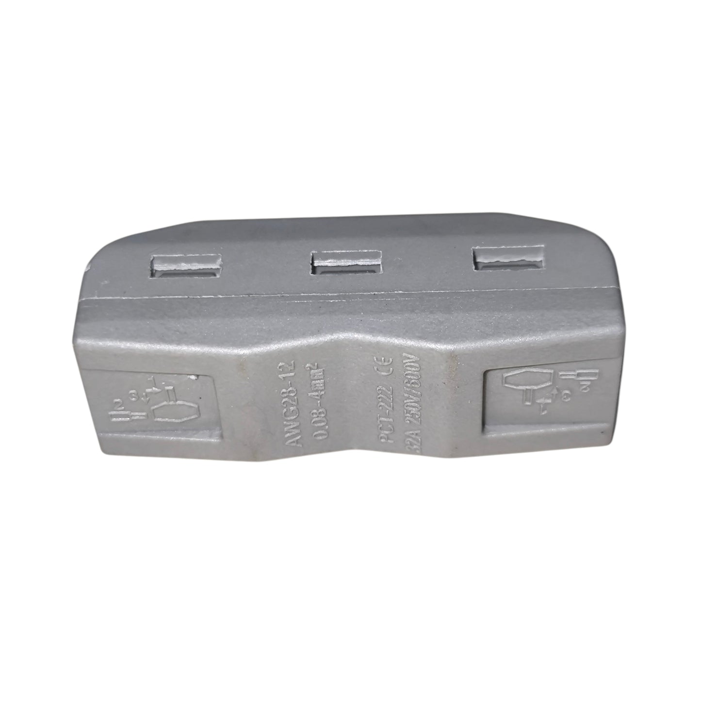 Gray plastic container with multiple slots on a white background