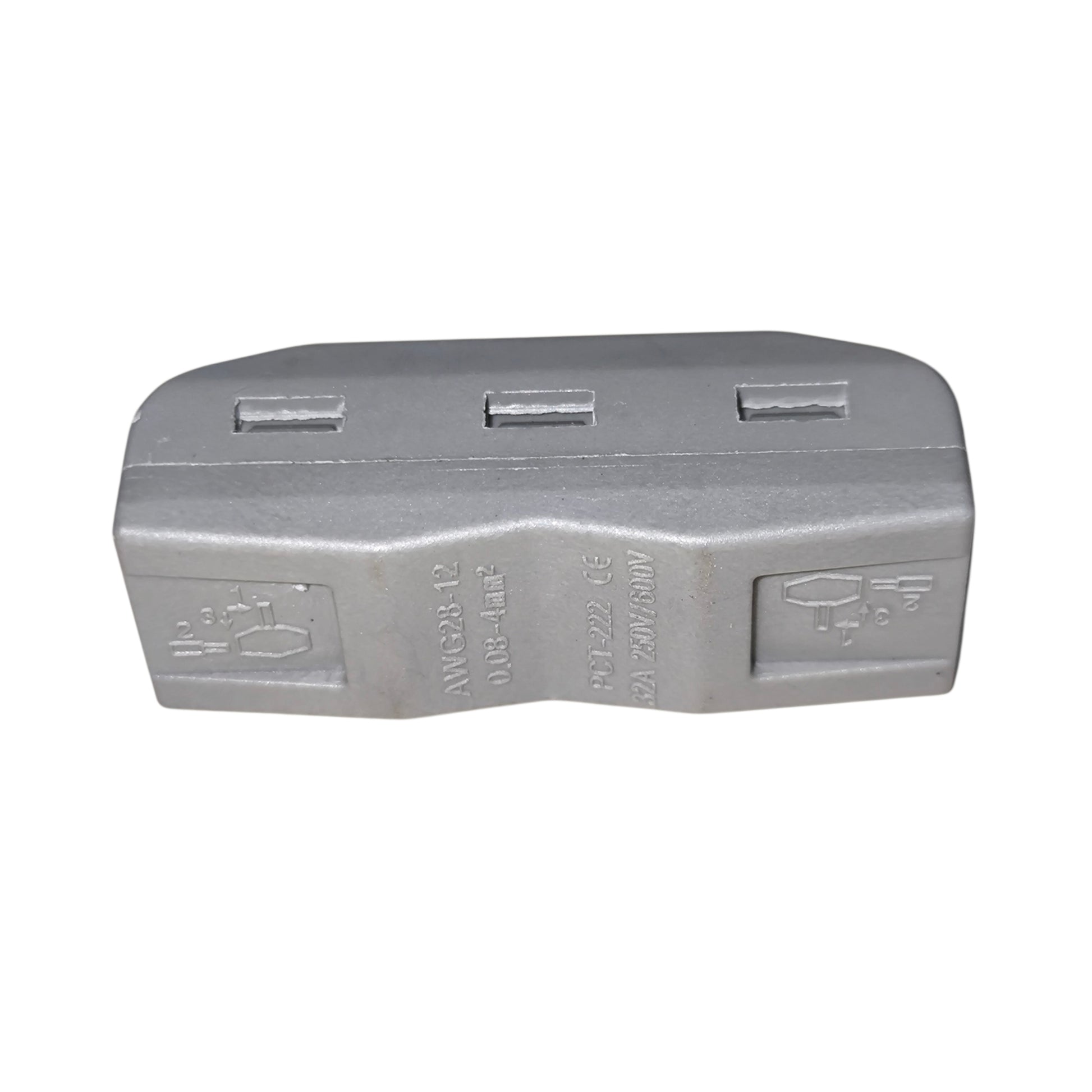 Gray plastic container with multiple slots on a white background