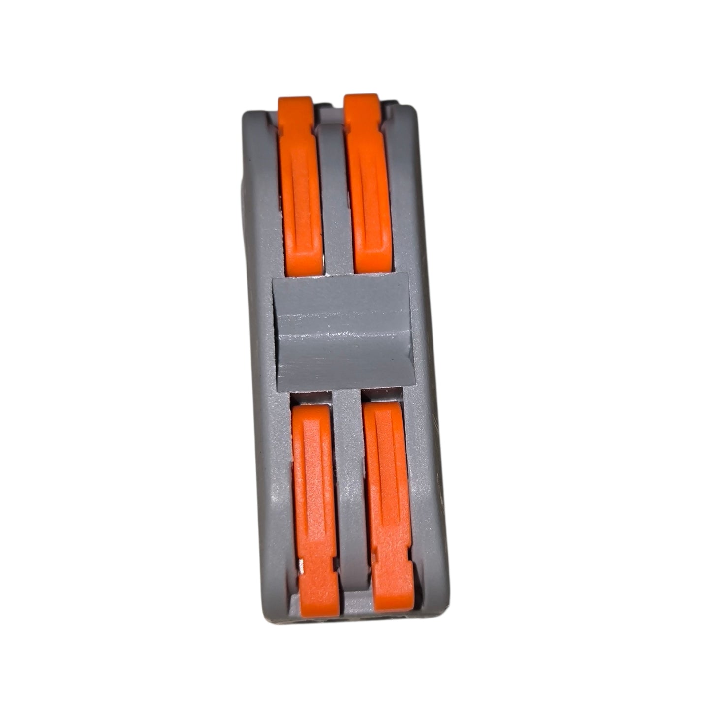 Gray and orange plastic clip on a white background