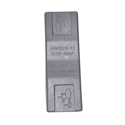 Metallic electrical connector with specifications on a white background