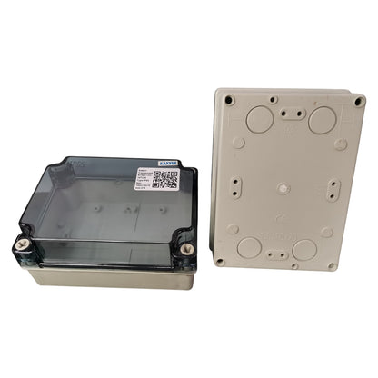 Two electronic enclosures on a white background