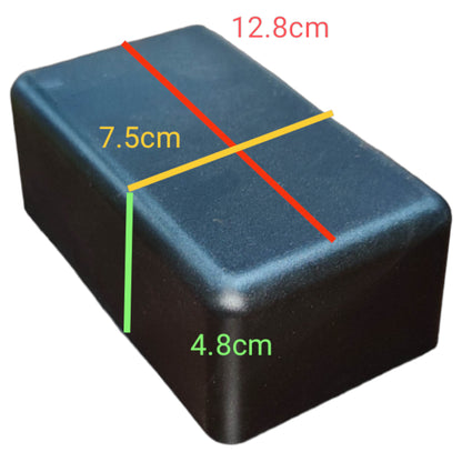 128mm x 75mm x 48mm DIY Plastic Box in black, ideal for electrical projects and storage.