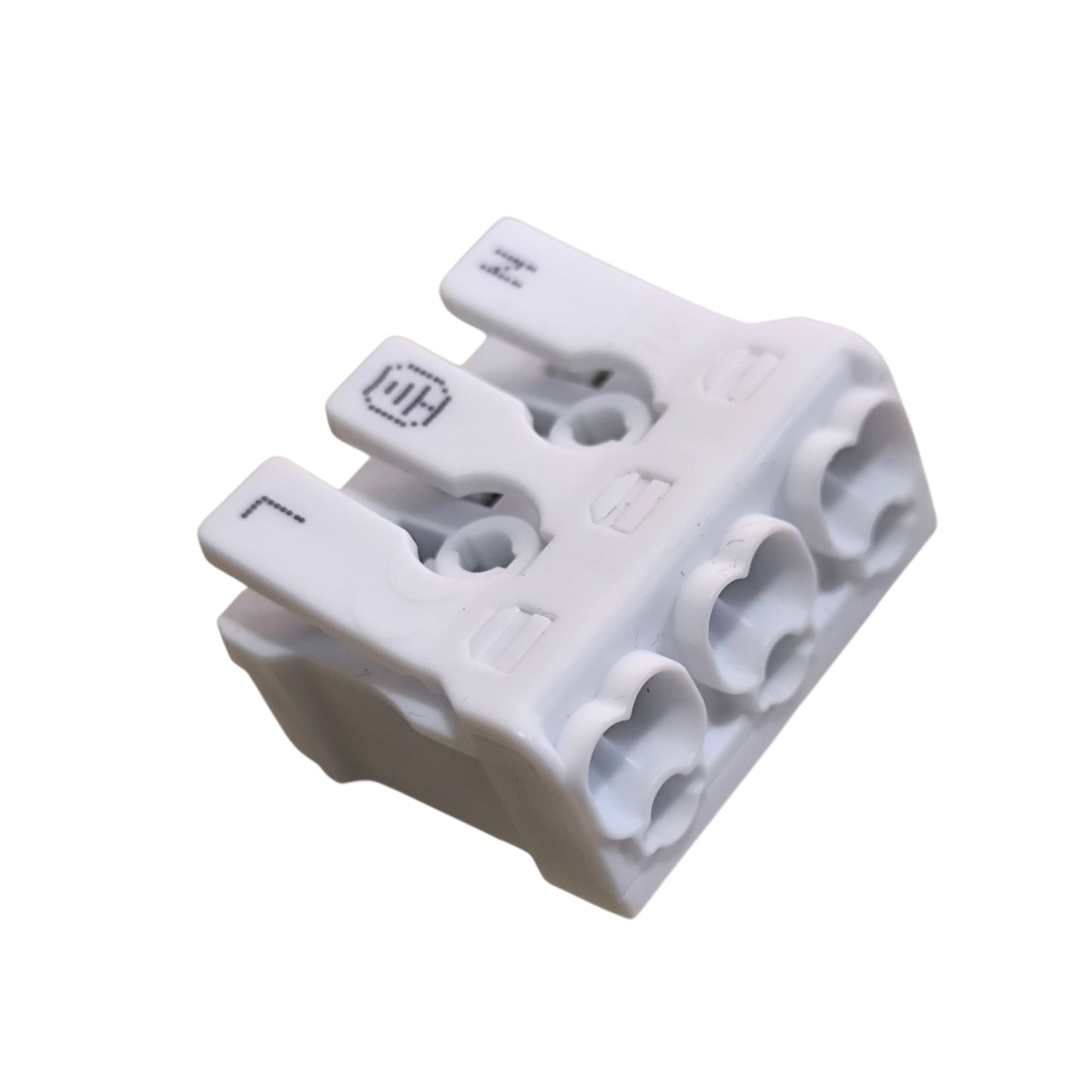 White plastic connector on a white background
