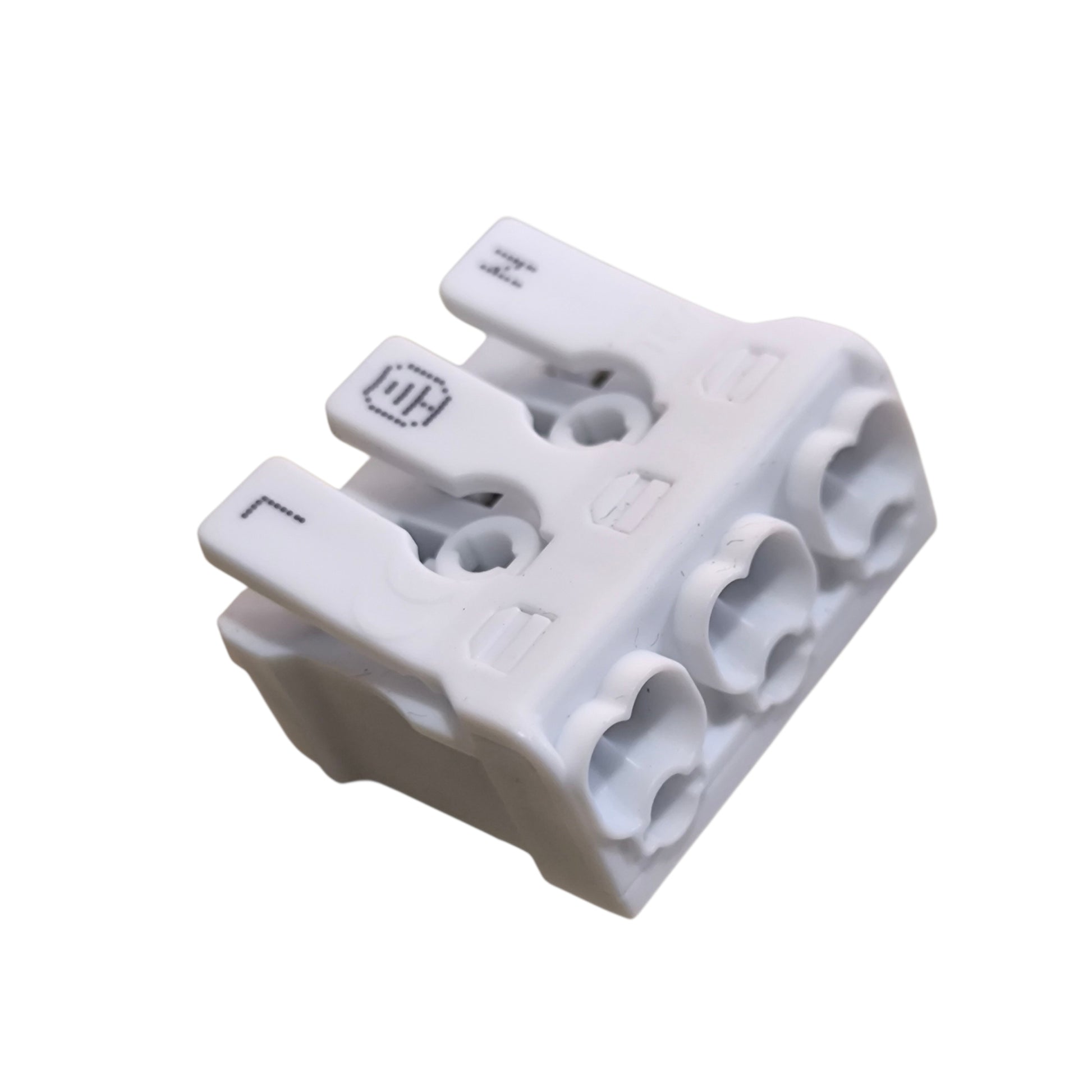 White plastic connector on a white background