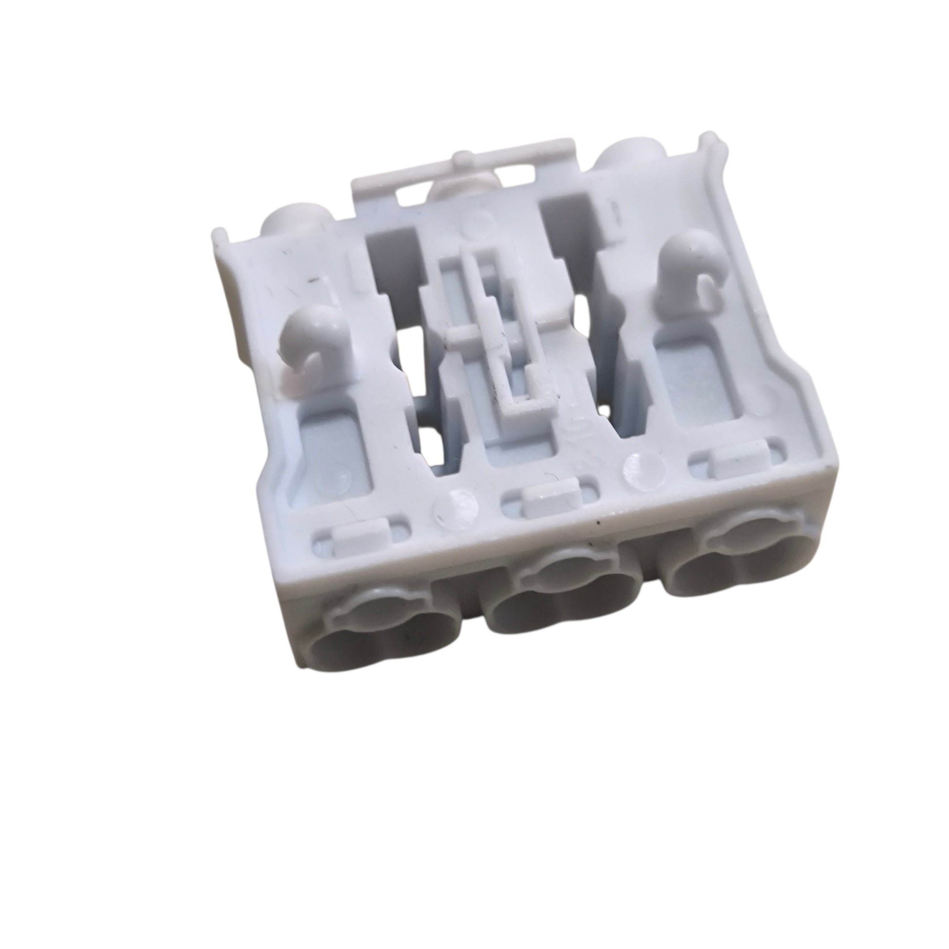 White plastic component on a white background