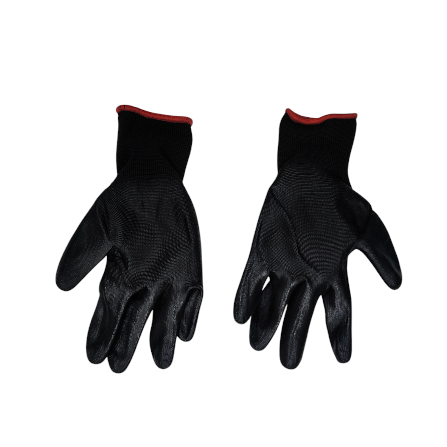Pair of black gloves with red lining on a white background Pair Insulated Short Sleeve Gloves Spandex with Rubber Coated Palm Side Electx Electrical Supply