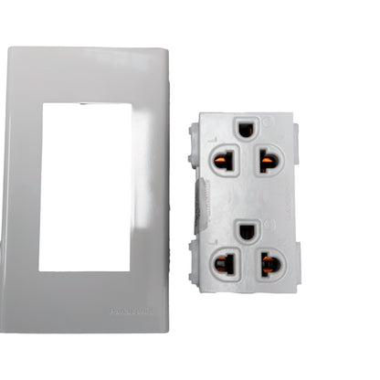 Panasonic Duplex Universal Outlet with Ground and Plate 16A 250V WEG15929/WEG6802W-1
