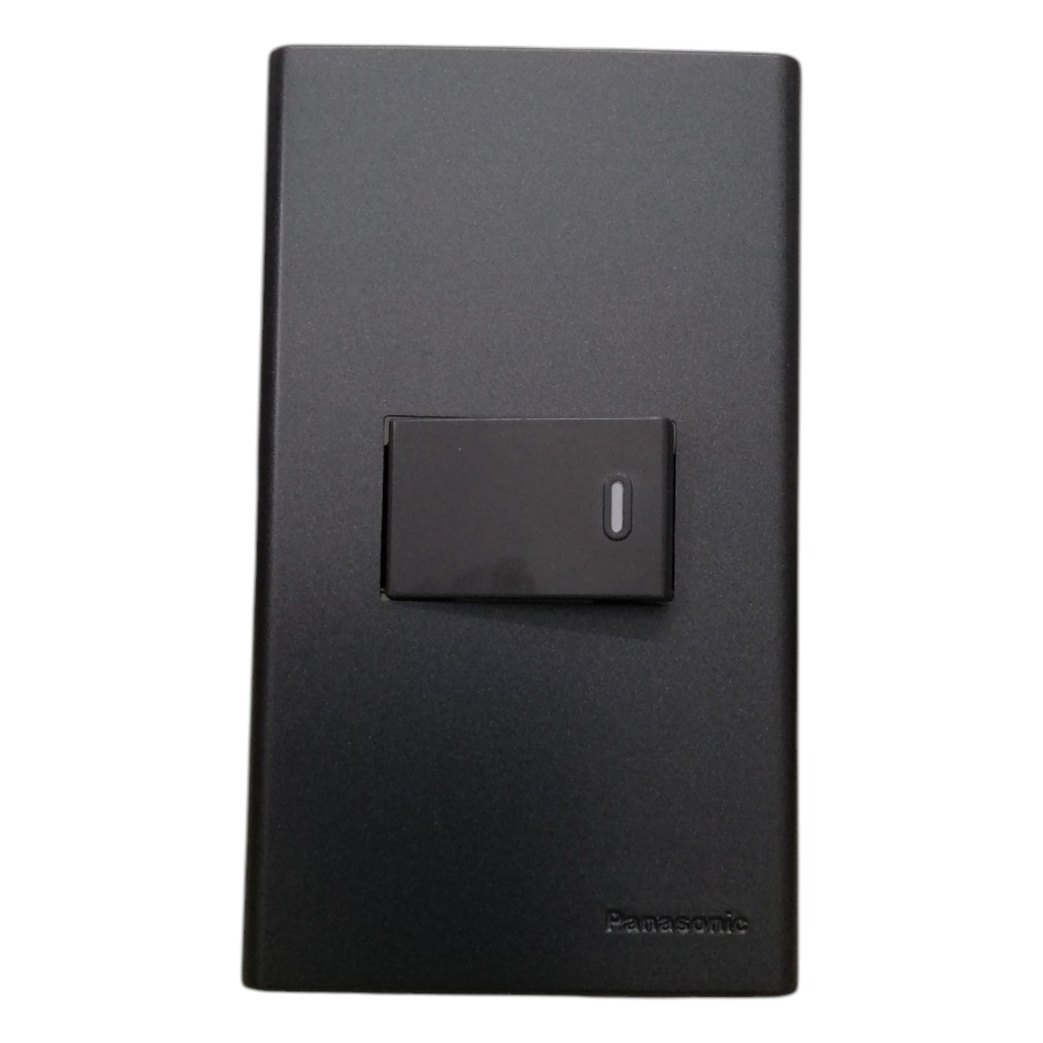 Panasonic 1-Gang 1 Way Switch Gray 16A 250V with Wide Color Refina Series Metallic Black Plate Cover WEG6801MB-1/WEG5001HK-5