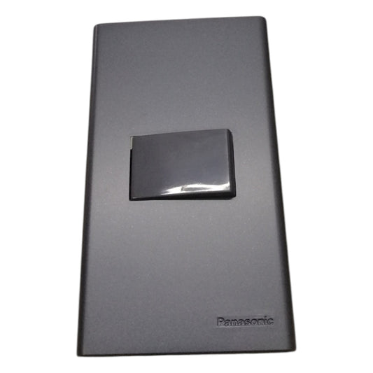 Panasonic 1-Gang 3 Way Switch Gray 16A 250V with Wide Color Refina Series Metallic Black Plate Cover WEG6801MB-1/WEG5002HK-5