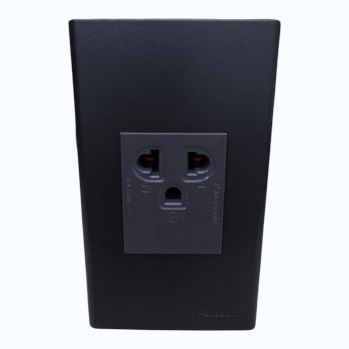 Panasonic 1-Gang Grounding Universal Outlet  16A, 250V AC Gray with Metallic Black Plate