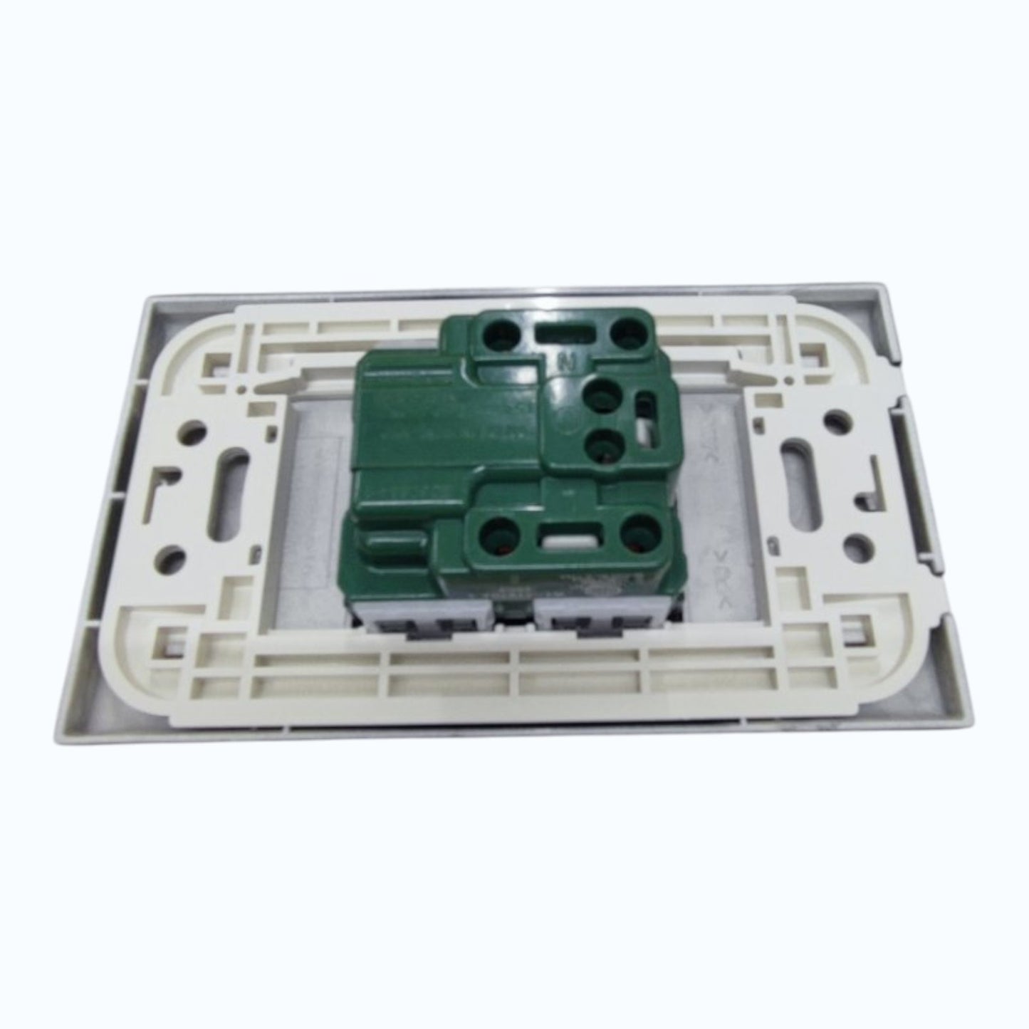 Panasonic 1-Gang Grounding Universal Outlet  16A, 250V AC Gray with Metallic Black Plate Cover