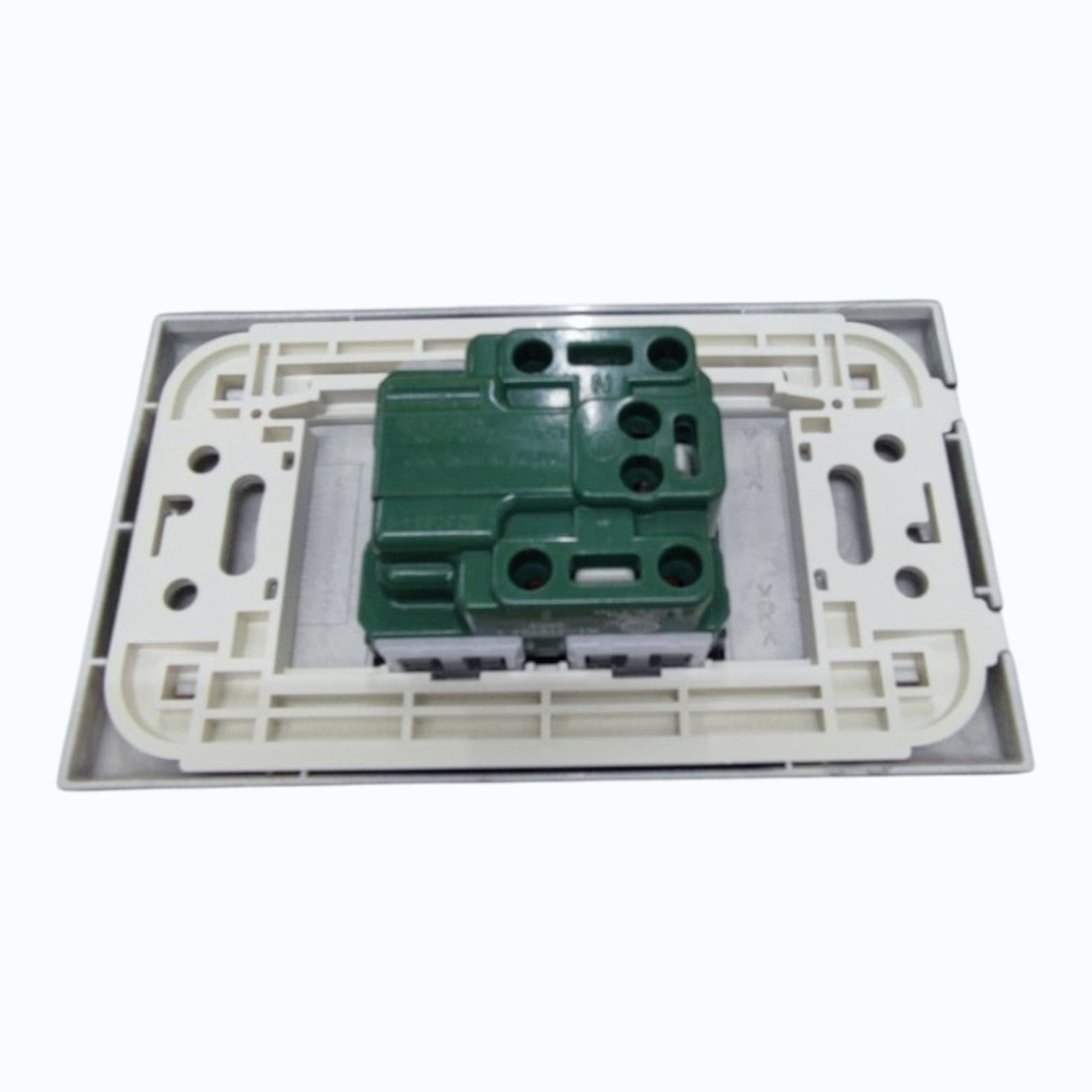 Panasonic 1-Gang Grounding Universal Outlet  16A, 250V AC Gray with Metallic Black Plate Cover