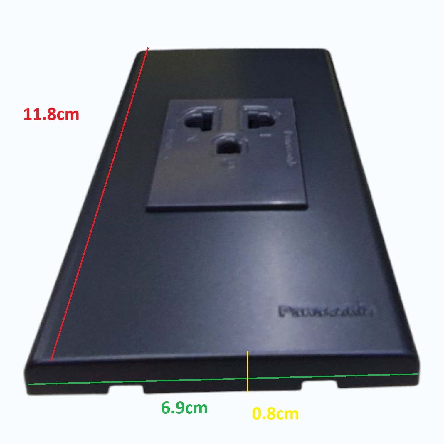 Panasonic 1-Gang Grounding Universal Outlet  16A, 250V AC Gray with Metallic Black Plate Cover