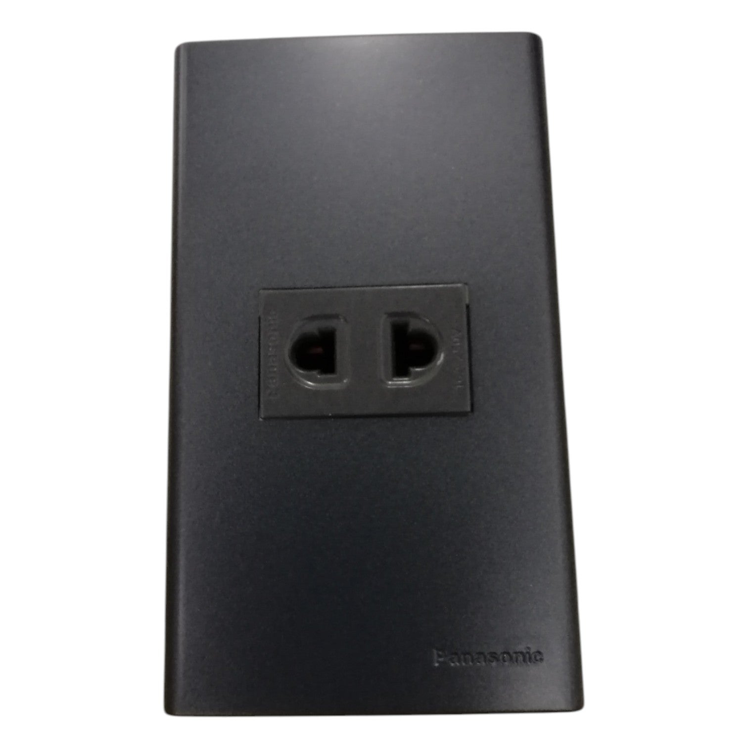 Panasonic 1-Gang  Universal Outlet Gray 16A 250V with Wide Color Refina Series Metallic Black Plate Cover WEG6801MB-1/WEG10919H-5