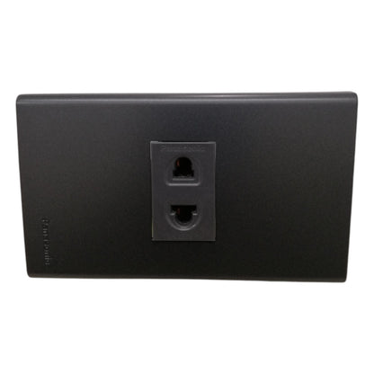 Panasonic 1-Gang  Universal Outlet Gray 16A 250V with Wide Color Refina Series Metallic Black Plate Cover WEG6801MB-1/WEG10919H-5