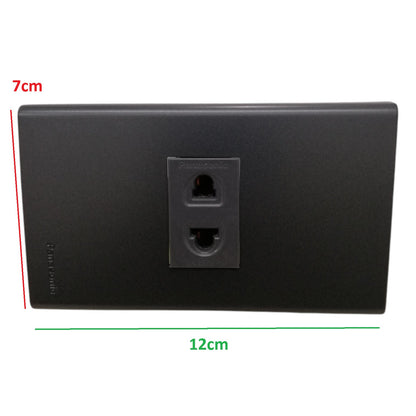 Panasonic 1-Gang  Universal Outlet Gray 16A 250V with Wide Color Refina Series Metallic Black Plate Cover WEG6801MB-1/WEG10919H-5