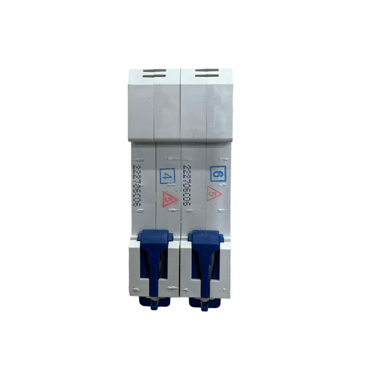 Electrical circuit breaker on a white background