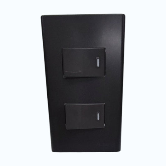 Panasonic 2-Gang 1 Way Swiitch Gray 16A 250V with Wide Color Refina Series Metallic Black Plate Cover WEG6803MB-1/2XWEG5001HK-5