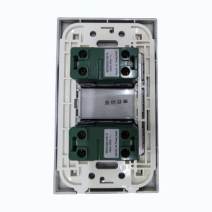 Panasonic 2-Gang 1 Way Swiitch Gray 16A 250V with Wide Color Refina Series Metallic Black Plate Cover WEG6803MB-1/2XWEG5001HK-5