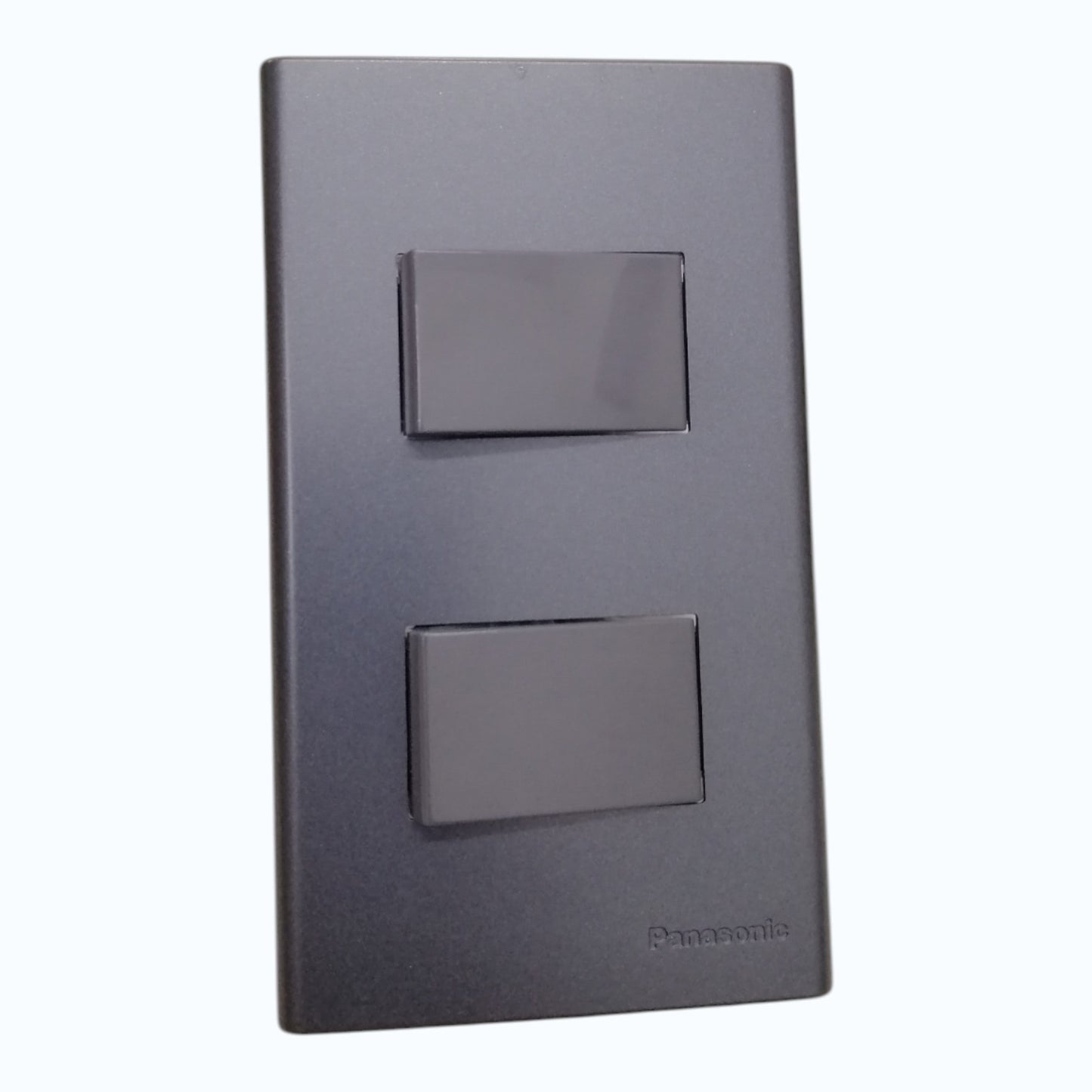 Panasonic 2-Gang 3 Way Swiitch Gray 16A 250V with Wide Color Refina Series Metallic Black Plate Cover WEG6803MB-1/2XWEG5002HK-5