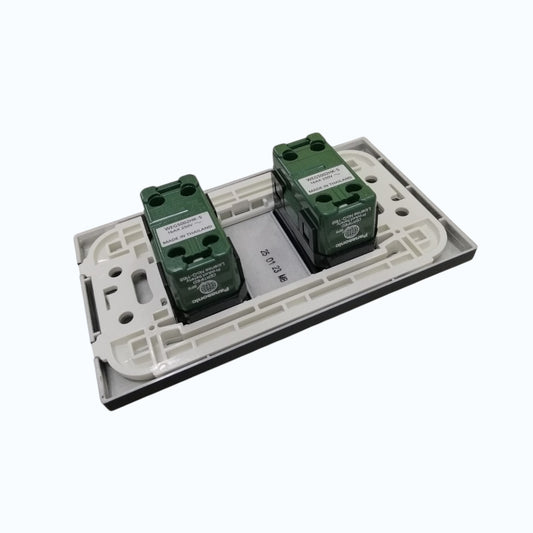 Panasonic 2-Gang 3 Way Swiitch Gray 16A 250V with Wide Color Refina Series Metallic Black Plate Cover WEG6803MB-1/2XWEG5002HK-5