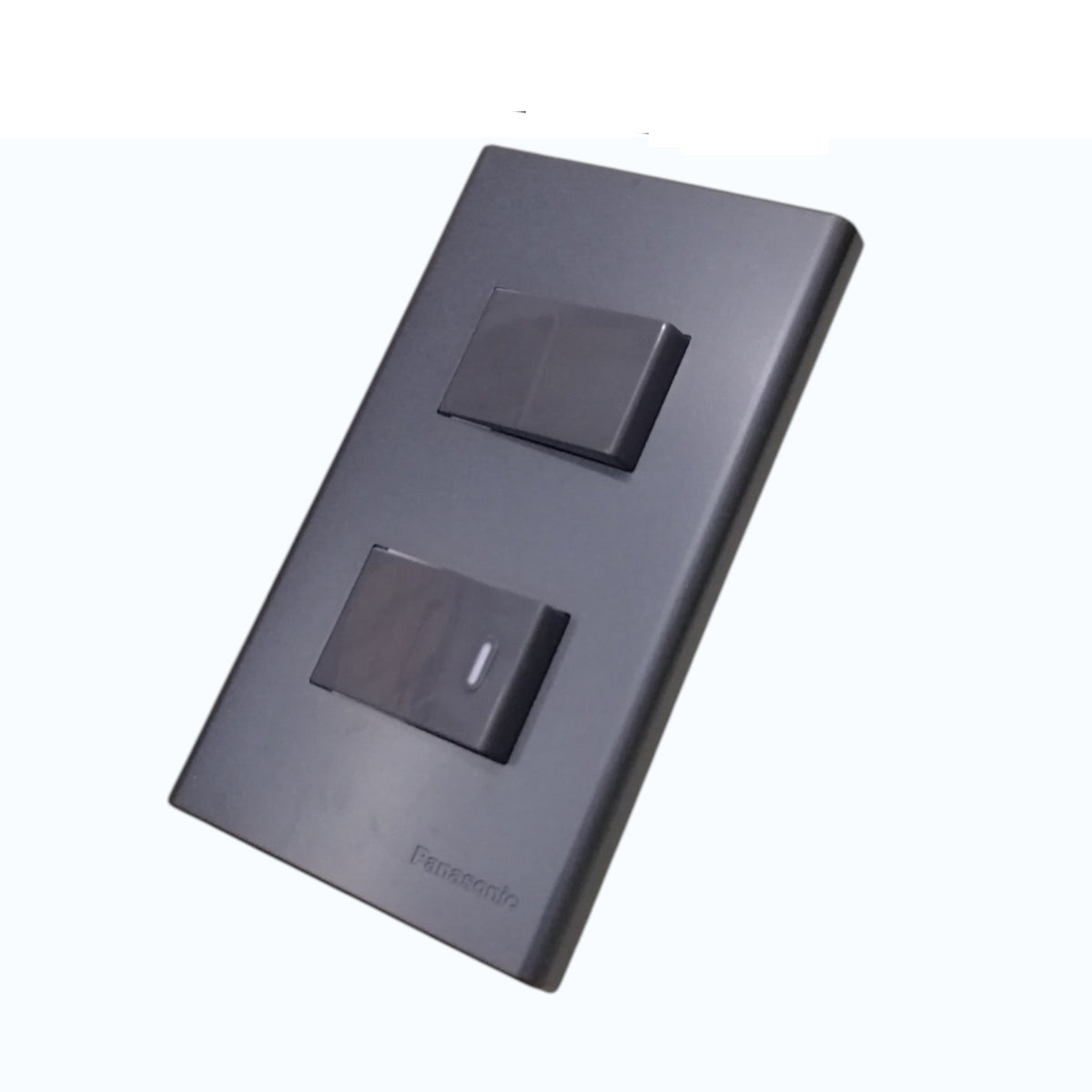 Panasonic 2-Gang Combination Switch 3 Way and 1 Way Switch Gray 16A 250V with Wide Color Refina Series Metallic Black Plate Cover WEG6802MB-1/WEG5001HK-5/WEG5002HK-5