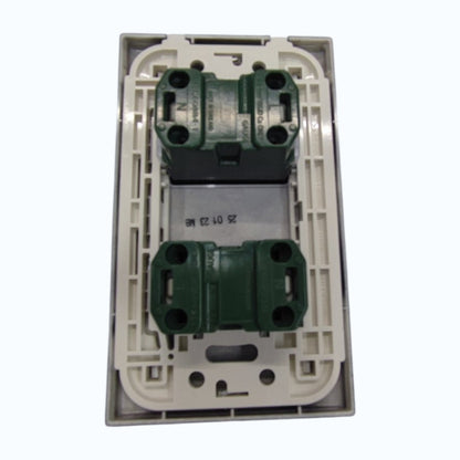 Panasonic 2-Gang Universal Outlet Gray 16A 250V with Wide Color Refina Series Metallic Black Plate Cover WEG6803MB-1/2XWEG10919H-5